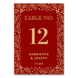 Tarjeta De Mesa Luxury Red & Antique-Gold Wedding
