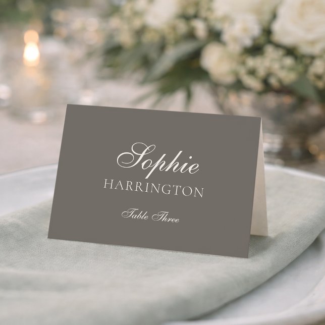 Tarjeta De Mesa Luxury Taupe Wedding Place Card  (Subido por el creador)