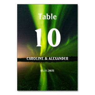 Tarjeta De Mesa Luz del Norte Aurora Borealis Boda del cielo noctu