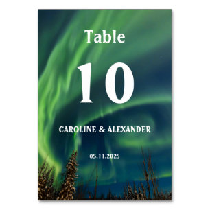 Tarjeta De Mesa Luz del Norte Aurora Borealis Boda del cielo noctu