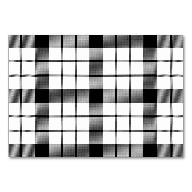Tarjeta De Mesa MacFarlane tartan blanco negro plaid (Anverso)