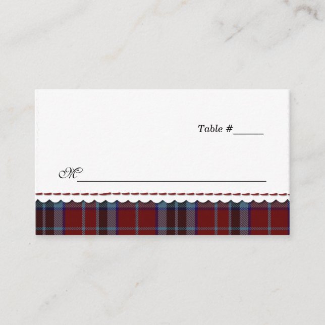 Tarjeta De Mesa MacTavish Plaid Wedding Place Card (Anverso)