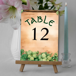 Tarjeta De Mesa Madera con vid verde St patricks día boda irlandés