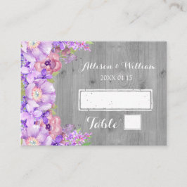 Tarjeta De Mesa Madera Gris Purple Lilac Floral Place Cards