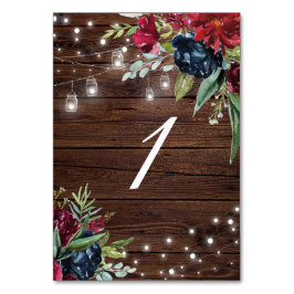 Tarjeta De Mesa Madera Rusa Borgoña Floral Mesa 1 Boda