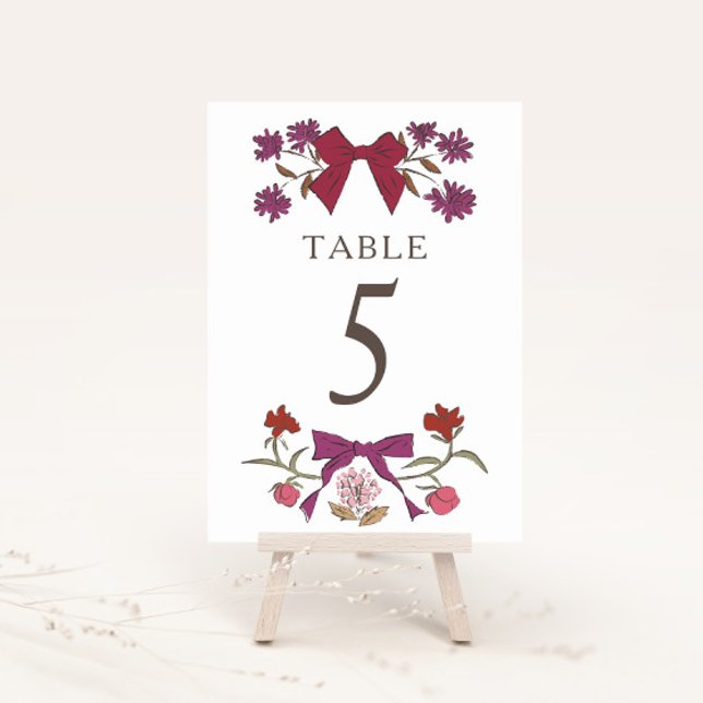 Tarjeta De Mesa Magenta Boho Bows número de tabla Boda (Subido por el creador)