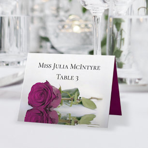 Tarjeta De Mesa Magenta Cassis Rosa Boda DIY Fold Place Card