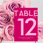 Tarjeta De Mesa Magenta moderna y audaz<br><div class="desc">Presentamos nuestra magnífica tarjeta Magenta Table Number Card, diseñada para infundir a su boda una ráfaga de elegancia audaz y moderna. Cada carta, elaborada con un ojo para el estilo contemporáneo, tiene un vibrante fondo de magenta que promete destacarse maravillosamente frente a la sofisticada paleta de su decoración boda. El...</div>