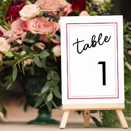 Tarjeta De Mesa Magenta moderna y Boda mínimo negro
