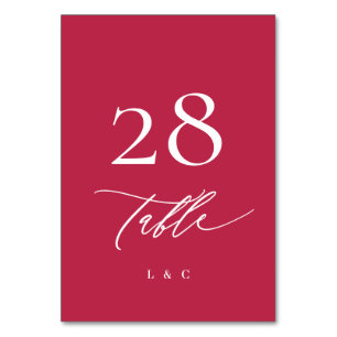 Tarjeta De Mesa Magenta roja de verano y caligrafía moderna blanca