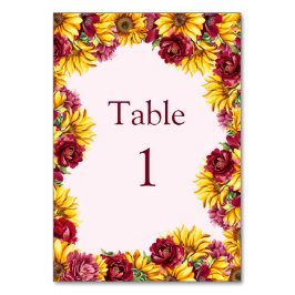 Tarjeta De Mesa Magenta y Boda amarillo dorado