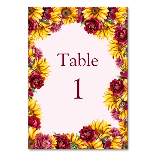 Tarjeta De Mesa Magenta y Boda amarillo dorado (Anverso)