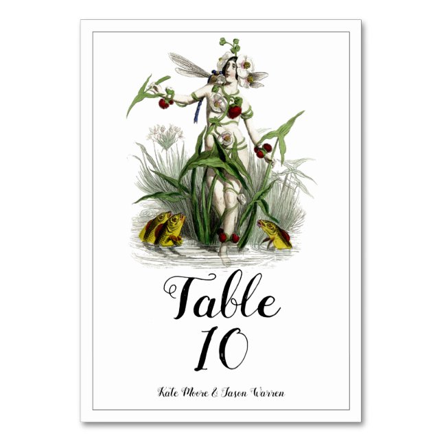 Tarjeta De Mesa Magical Garden Wedding Borgoña Verde (Anverso)