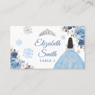 Tarjeta De Mesa Mágico invierno azul plateado copo de nieve Mi est