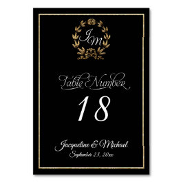 Tarjeta De Mesa Magnífica escritura de tipografía Black Gold Wreat