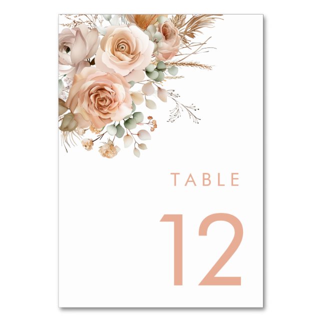 Tarjeta De Mesa Magnífica invitación a Boho Floral Wedding (Anverso)