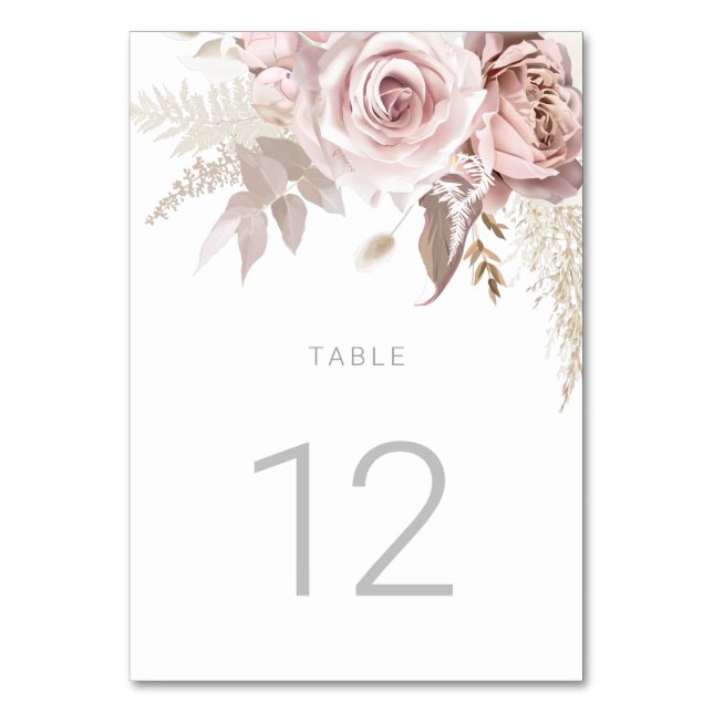 Tarjeta De Mesa Magnífico Fiesta de recepción de Rubor Floral Wedd (Anverso)