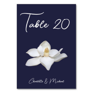 Tarjeta De Mesa Magnolia blanca elegante floral sobre Boda de la M