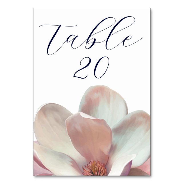 Tarjeta De Mesa Magnolia elegante Boda rosa y blanco (Anverso)