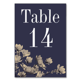Tarjeta De Mesa Magnolias del Sur y Boda Azul de Medianoche