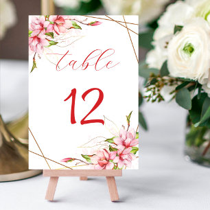 Tarjeta De Mesa Magnolias Faux Relieve metalizado dorado encuadran