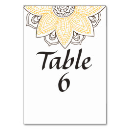 Tarjeta De Mesa Mándala de Flor Amarilla Marrón