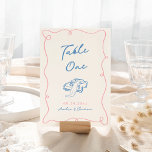Tarjeta De Mesa Mano caprichosa de azul y rosa<br><div class="desc">Este adorable diseño presenta elementos dibujados a mano y un texto llamativo en negrita.</div>