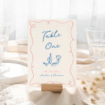 Tarjeta De Mesa Mano caprichosa de azul y rosa<br><div class="desc">Este adorable diseño presenta elementos dibujados a mano y un texto llamativo en negrita.</div>