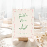 Tarjeta De Mesa Mano caprichosa de color rosa y verde<br><div class="desc">Este adorable diseño presenta elementos dibujados a mano y un texto llamativo en negrita.</div>