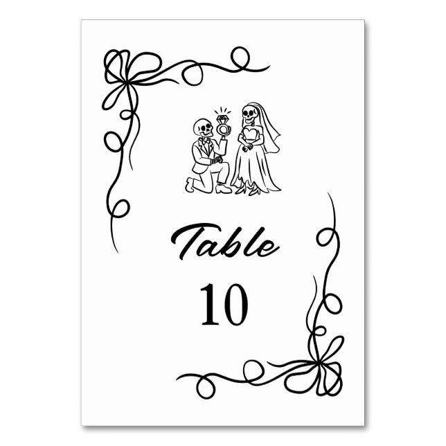 Tarjeta De Mesa Mano caprichoso dibujó ducha de novia de Halloween (Anverso)