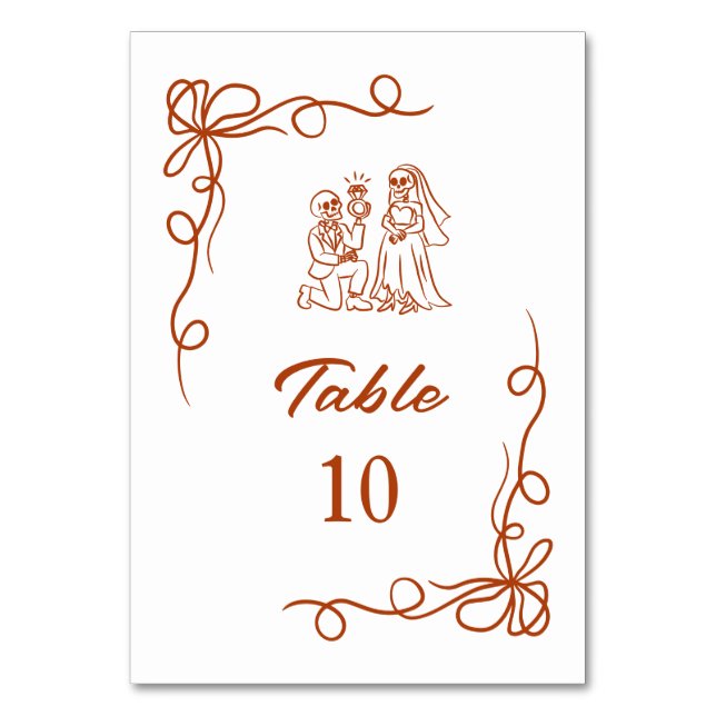 Tarjeta De Mesa Mano caprichoso dibujó ducha de novia de Halloween (Anverso)