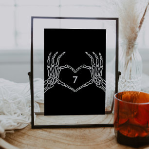 Tarjeta De Mesa Manos de esqueleto hasta Boda de muerte Números de