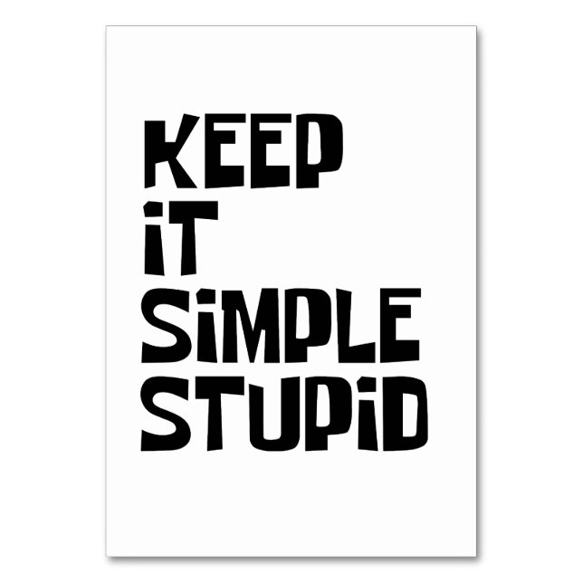 Tarjeta De Mesa Mantenerlo simple estúpido (Anverso)