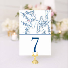 Tarjeta De Mesa Mapa de Annapolis Boda de la Marina Elegante