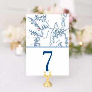 Tarjeta De Mesa Mapa de Annapolis Boda de la Marina Elegante