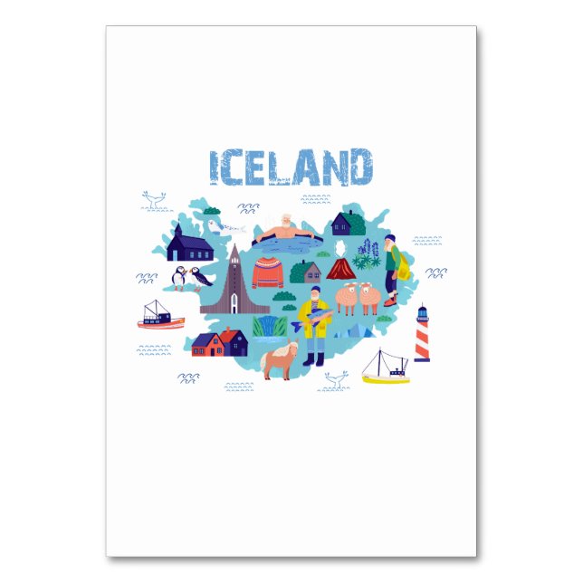Tarjeta De Mesa Mapa de Islandia (Anverso)