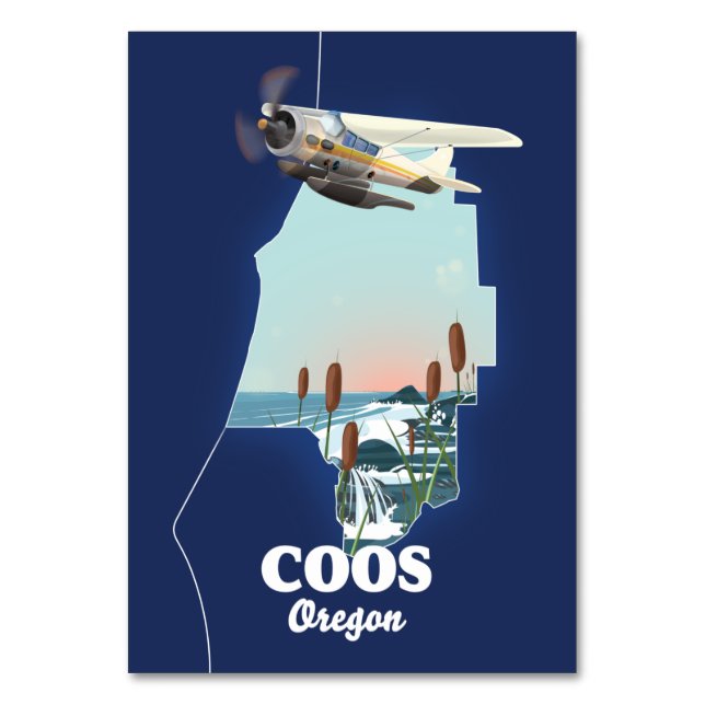 Tarjeta De Mesa Mapa de viaje de Coos Oregon (Anverso)