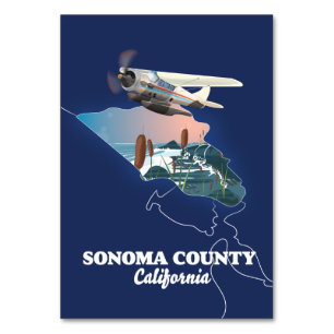 Tarjeta De Mesa Mapa del condado de Sonoma California