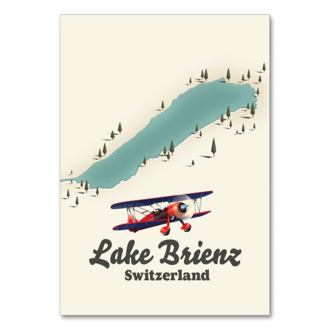 Tarjeta De Mesa Mapa del lago Brienz Suiza (Anverso)