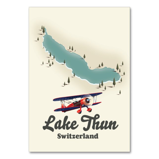 Tarjeta De Mesa Mapa del lago Thun Suiza (Anverso)