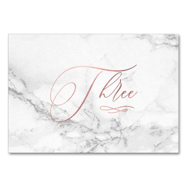 Tarjeta De Mesa Marble Faux Rosa Oro Calligrafía romántica 3 3 (Anverso)