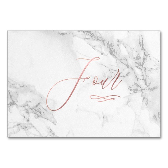 Tarjeta De Mesa Marble Faux Rosa Oro Calligrafía romántica Cuatro  (Reverso)