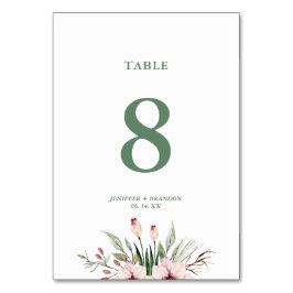 Tarjeta De Mesa Marca de agua Floral Número de tabla de verano Bod