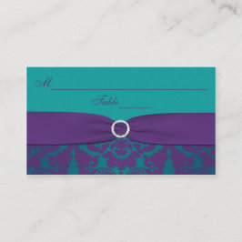 Tarjeta De Mesa Marcadores de posición boda | Morado, Damasco Verd