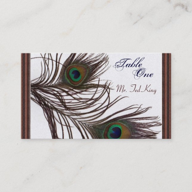 Tarjeta De Mesa Marcadores de posición de pavo real (Anverso)
