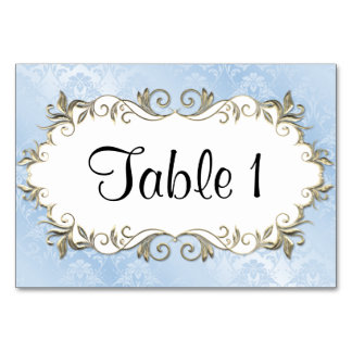 Tarjeta De Mesa Marco azul boda