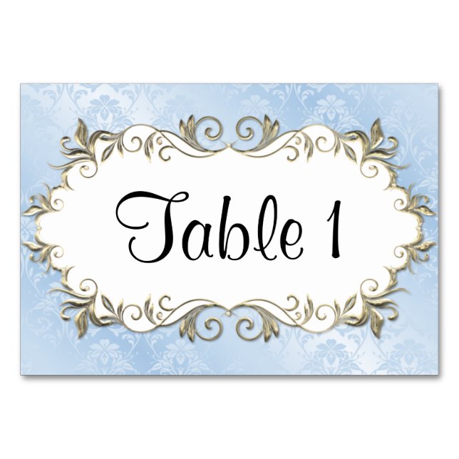 Tarjeta De Mesa Marco azul boda (Anverso)