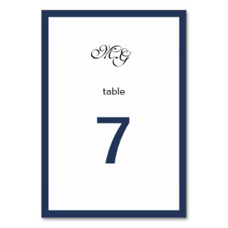Tarjeta De Mesa Marco azul profundo. Boda moderno y elegante