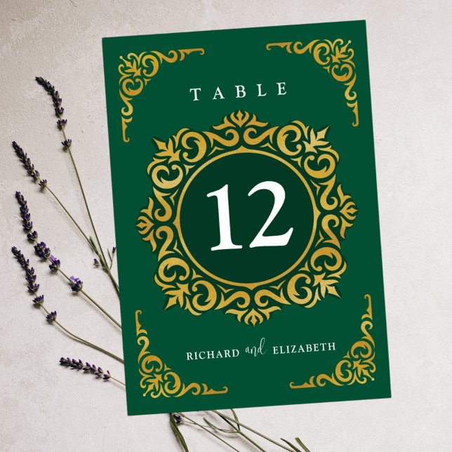 Tarjeta De Mesa Marco Barroco Verde Esmeralda Real Ornamental (Subido por el creador)
