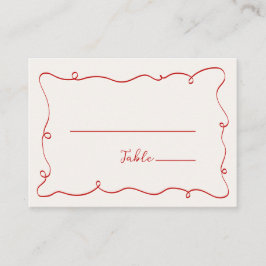 Tarjeta De Mesa Marco de garabato dibujado a mano rojo